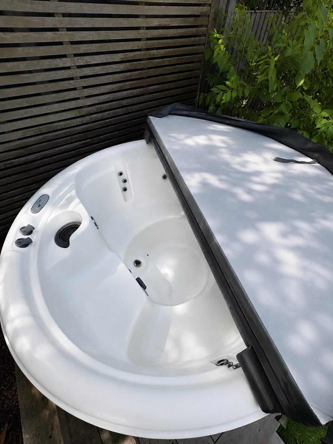 Clean white spa after a J5 Spa Services visit
